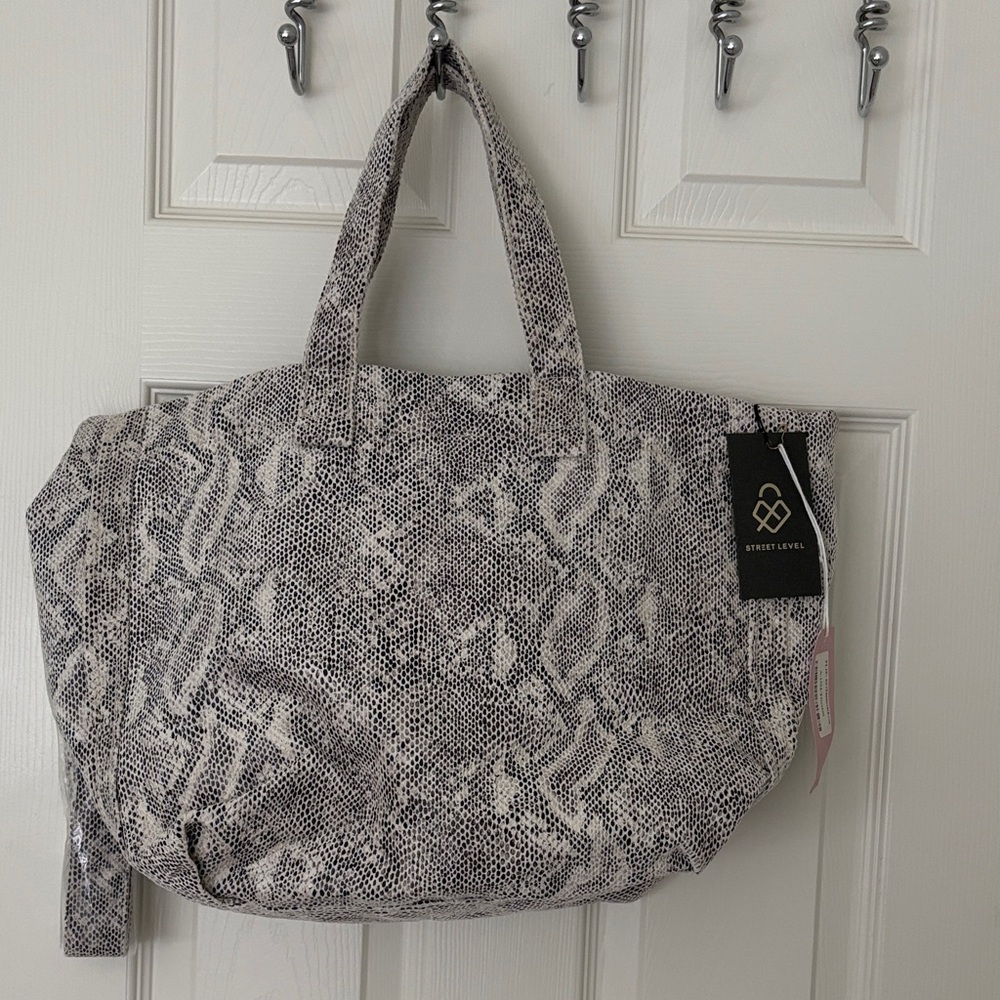 Snake print tote